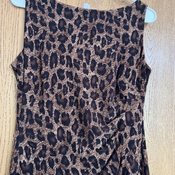 Lauren Ralph Lauren Womens Leopard Print Stretch Side Ruched Cocktail Dress Sz-6 - Picture 2 of 6